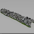 Rustic Natural Stone Wall Structure With Stacked Stones And Green Grass Accents