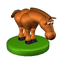 Small Brown Horse Shaped Doll Toy Standing on Green Circular Base