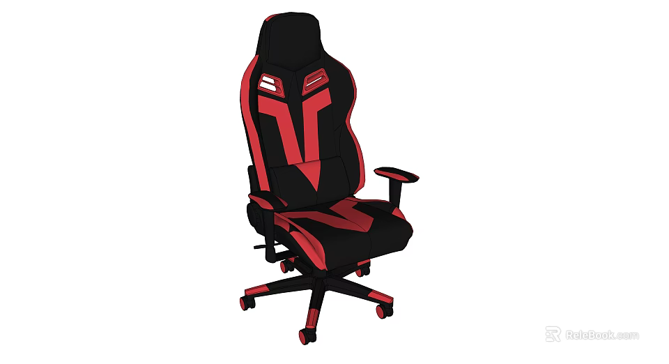 Ergonomic High Back Office Chair With Black Red V Shaped Design And Adjustable Armrests 3d model 