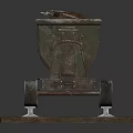 Vintage Military Railway Cart With Star Symbol Rifle On Metal Tracks