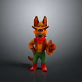 Cartoon Dog Character Wearing Cowboy Hat Red Bandana Green Pants And Red Boots