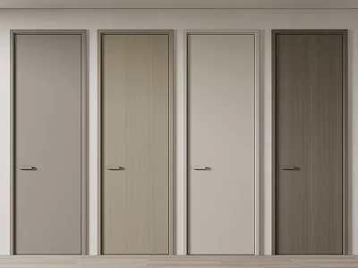 Modern Hinged Doors In Different Colors And Wood Grain Designs For Home Interior Use 3d model