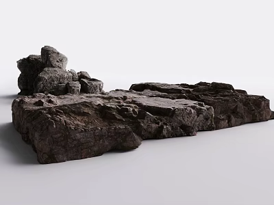 Natural Stone And Wood Decorative Pieces With Rough Surface And Natural Textures 3d model