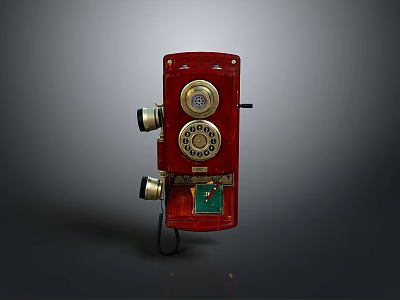 Vintage Red Electronic Telephone With Rotary Dial And Classic Design 3d model