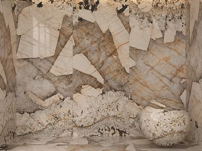 Marble Decorative Component In Interior Space With Irregular Patterned Walls And Floor 3d model