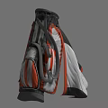 3D Model Red White Black Golf Bag With Stand And Straps