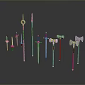 Cold weapons Sword Axe Hook Fork Spear Trident Melee Weapon Military 3d model