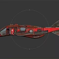 Red Futuristic Cosmic Spaceship With Aerospace Design And Complex Wing Structure 3d model