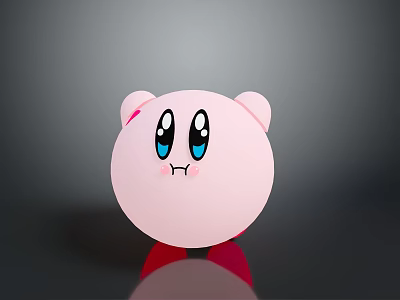 Cute Pink Cartoon Character Household Item With Big Eyes And Red Base 3d model