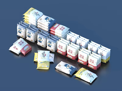 Colorful Small Sachet Packaged Daily Necessities For Everyday Home Use 3d model