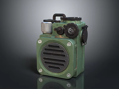 Vintage Green Computer Device With Top Handle Metal Knobs And Ventilation Grilles 3d model