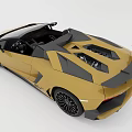 Sleek Yellow Convertible Sports Car With Black Roof Rims And Rear Spoiler