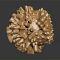 Detailed Golden Organ And Hair Structure With Spherical Protrusions And Holes