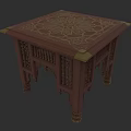 Ornate Wooden Square Dining Table Set With Intricate Carved Patterns And Detailed Legs