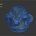 Artistic Ceramic Head Sculpture With Blue Brown Glazed Finish And Facial Features