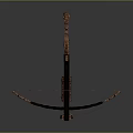 Ornate Carved Bow With Intricate Patterns And Golden Accents Design