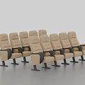 Beige Seats With Black Armrests And Bases Neatly Arranged On Gray Floor Against White Wall