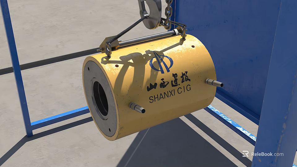 Yellow Cylindrical Industrial Equipment For Construction By SHANXI CIG With Lifting Gear 3d model 