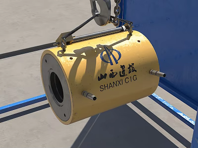 Yellow Cylindrical Industrial Equipment For Construction By SHANXI CIG With Lifting Gear 3d model