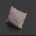 Stylish White Pillow with Red Geometric Grid Pattern on Blue Reflective Surface 3d model