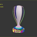 Shiny Blue And Silver Trophy With Black Base And Engraved Nameplate