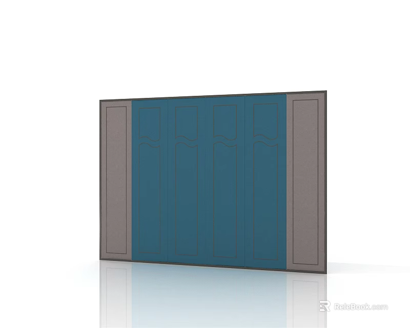 Modern Blue Screen with Gray Side Panels Interior Decor Design 3d model 