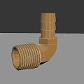 Golden Brass Elbow Pipe Fitting With Threaded Ends And Polished Surface 3d model