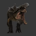 Large Prehistoric Reptile With Open Mouth Sharp Teeth Spiked Back And Scaly Skin