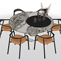 Modern Dining Table and Chair Combination Dining Table and Chair Dining Table Round Table Six-person Table Dining Chair Leisure 3d model