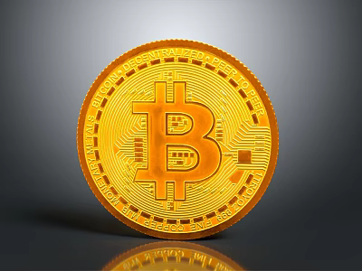 Bitcoin Themed Decorative Ornament Set With Golden Coin Design And Shiny Surface 3d model