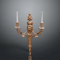 Golden Classic Wall Sconce With Two Candle Holders And Ornate Lion Head Design