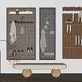 Wall Mounted Clothes Hangers With Pegboard Hooks Wooden Slats And Hanging Clothes Decorative Items