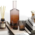 Elegant Decorative Ornament Set With Globe Open Books Eyeglasses And Tray