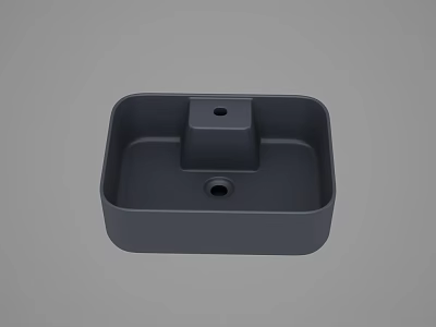 Modern Gray Square Wash Basin With Smooth Surface And Single Drain Hole 3d model