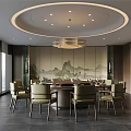 New Chinese Style Box Song Style Box New Chinese Style Box Large Room Dining Table and Chair Combination Large Round Table 3d model
