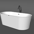 Modern White Freestanding Bathtub Design With Black Faucet And Sleek Contemporary Look