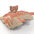 Ancient Historical Scene Component With Red Bricks Stone Steps And Weathered Platform