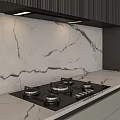 Modern Kitchen Interior Featuring Gray Black Cabinets Marble Countertop And Built In Ovens