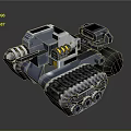 Futuristic Armored Tank With Blue Gray Color Tracks And Weapon