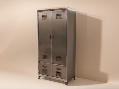 Stainless Steel Double Door Decorative Cabinet With Drawers And Ventilation Holes 3d model