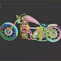 Custom Yellow Motorcycle Featuring Pink Seat Silver Wheels And Chrome Vintage Design