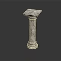 Classical Stone Column With Square Capital Base And Textured Surface