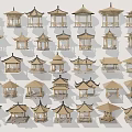 Traditional Chinese Pavilion Designs Showcasing Various Classical Roof Styles And Wooden Structures