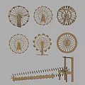 Multiple Golden Ferris Wheel Shaped Decorative Garden Ornaments For Outdoor Use