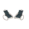 Stylish Metal Frame Rocking Lounge Chairs With Soft Blue Cushions For Balcony Relaxation