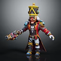 Nutcracker Soldier Character In Red Military Uniform With Ornate Hat And Mechanical Weapon