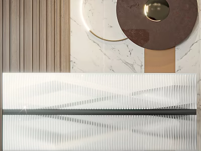 Modern Front Desk Reception Area With Marble Wall And Metal Decorative Accents 3d model