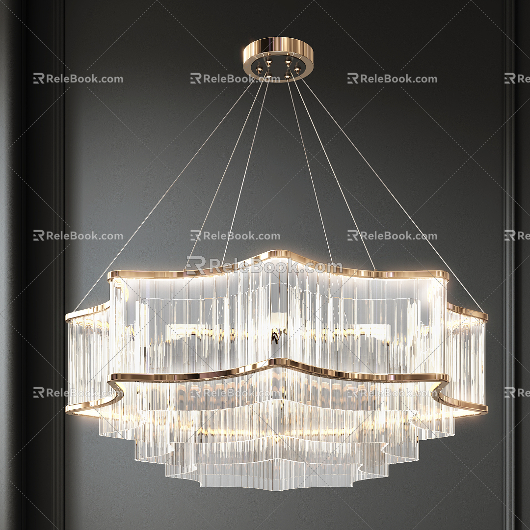 Modern crystal chandelier 3d model