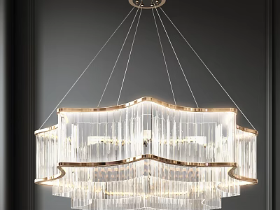 Modern Luxurious Crystal Chandelier With Layered Clear Crystals And Gold Metal Frame 3d model