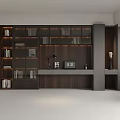 Modern Wooden Bookcase With Open Display Shelves Desk Table Lamp And Decorative Pieces